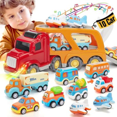 Hahaland Auto Spielzeug fér Kinder 2 Jahre, 10-in-1 Car LKW Kinder Spielzeug