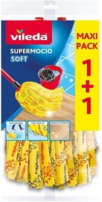 Vileda SuperMocio Soft Wischmopp Ersatzkopf Moppkopf aus 30% Mikrofasern, Ersatz