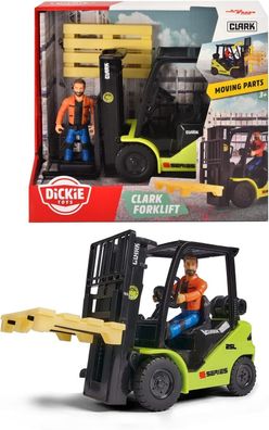 Dickie Toys, Gabelstapler fér Kinder (Clark S25 Forklift Set), bewegliches Auto