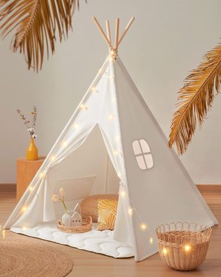 Tiny Land Tipi Zelt fér Kinder, Drinnen Spielzelt aus Baumwolle (122 x 167.6 cm)