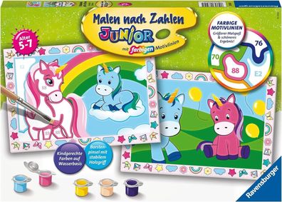 Ravensburger Malen nach Zahlen 28510 - Zauberhafte Einhörner - Kinder 5-7 Jahren