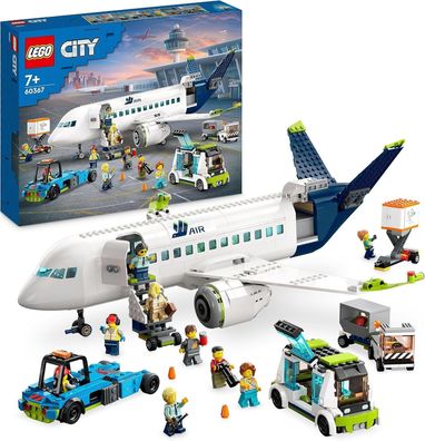 LEGO 60367 City Passagierflugzeug Spielzeug-Set, großes Flugzeug-Modell, Kinder