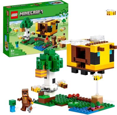 LEGO 21241 Minecraft Das Bienenhäuschen Farm-Spielzeug mit baubarem Haus, Kinder