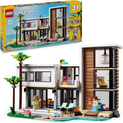 LEGO Creator Modernes Haus, 3-in-1-Set zum Umbauen in EIN Stadthaus oder eine