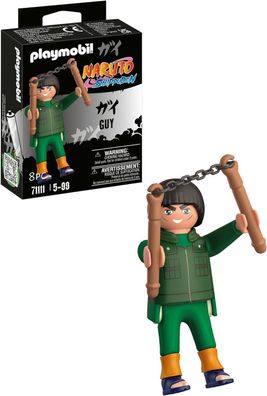 Playmobil Naruto 71111 Guy in grénen Outfit mit orangefarbenen Stulpen, Kinder