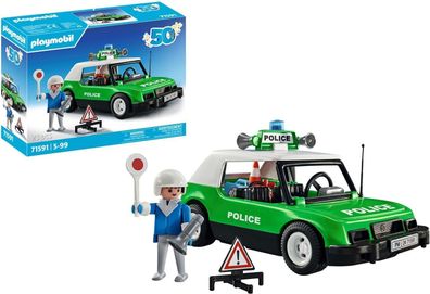 Playmobil Jubiläums-Set 71591 Classic Polizeiauto, aufregende Fahrten, Spielzeug