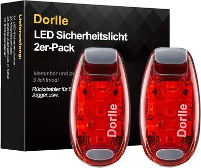 Dorlle LED Sicherheitslicht Blinklicht Schulranzen 2er Set Blinkende Clip Ranzen