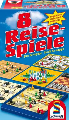 Schmidt Spiele 49102 - 8 Reise-Spiele, Spielesammlung, magnetisch, Bunt Kinder