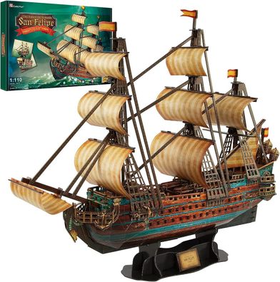 3D Puzzle San Felipe Schiff fér Kinder & Erwachsene, 266 Teile, Modellbau-Set