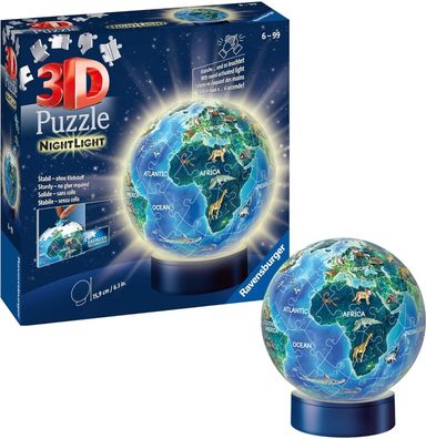 Ravensburger 3D Puzzle Erde im Nachtdesign Nachtlicht 11844 Puzzle-Ball 72 Teile