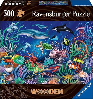 Ravensburger WOODEN Puzzle 17515 - Unten im Meer - 500 Teile Holzpuzzle, Deko