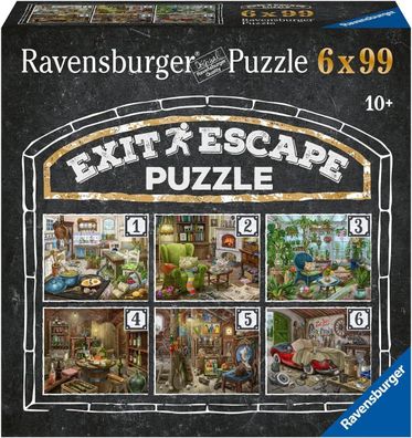 Ravensburger EXIT Puzzle Das geisterhafte Gutshaus - 6x 99 Teile Puzzle, Familie