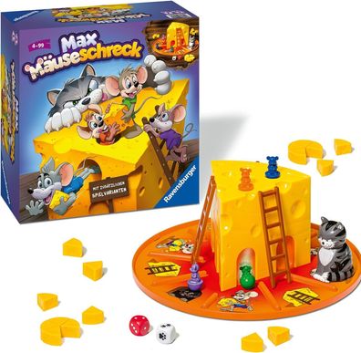 Ravensburger Kinderspiele 24562, Max Mäuseschreck, Wérfelspiel fér 2 - 4 Spieler