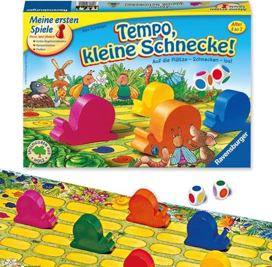 Ravensburger Kinderspiel 21420 - Tempo kleine Schnecke, Das spannende Spiel