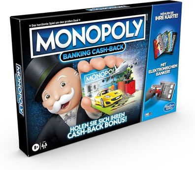 Hasbro Banking Cash-Back Brettspiel; elektronischer Kartenleser Cash-Back, Spiel