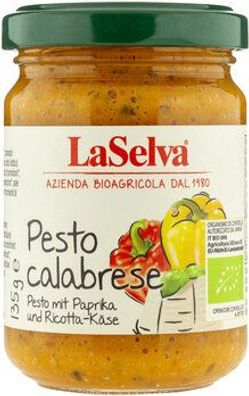 LaSelva 6x Pesto calabrese - Paprika Würzpaste mit Ricotta-Käse 135g