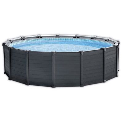 INTEX 26384GS Frame Pool 478x124cm Graphit Set Sandfilterpumpe Leiter Zubehör