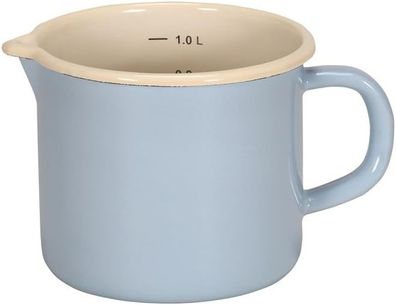 Karl Krüger Milchtopf Sylt 1L, Emaille, Hellblau, mit Ausguss, Ø12cm