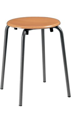 Stapelhocker Sitzhöhe 500mm Sitz-D.300mm Rdrohr anthrazit Buche natur lack. BIMOS