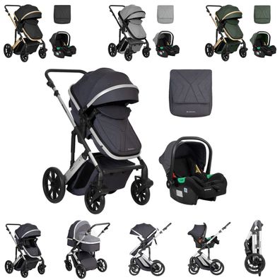 Kikkaboo Kinderwagen Darling 3 in 1 Sportsitz Tragetasche Autositz Wickeltasche