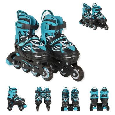 Byox Inliner 2 in 1 Double blau Rollschuhe, PU-Rollen, ABEC-5 Lager, verstellbar