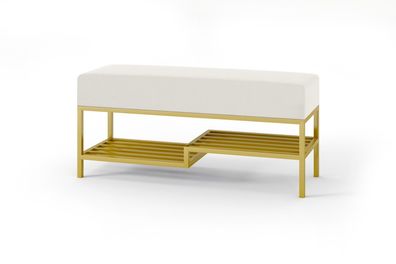 BETTSO-Elegante Sitzbank Hellgrau mit goldenem Rahmen MELLO 80 für moderne Innenräume