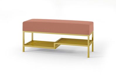 BETTSO-Polsterbank mit Regal auf rosegoldenem Gestell MELLO 100 für Wohnzimmer