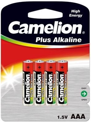 Micro-Batterien Camelion AlkalinePlusTyp AAA/LR03, 1,5V, 4er-Pack