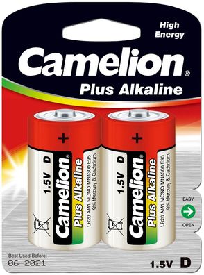 Mono-Batterien Camelion AlkalinePlusTy D/LR20, 1,5V, 2er Pack