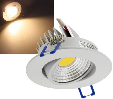 LED-Einbauleuchte "COB-5", 5W, 420lmALU, 3000K, 95°, Ø85xT47mm, Rahmen weiß