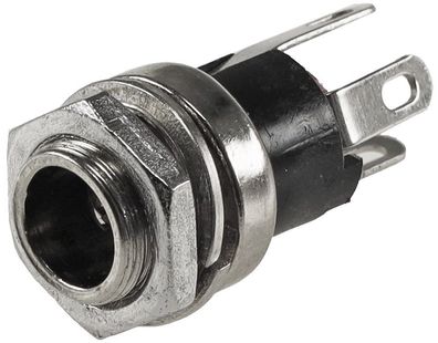 Einbaubuchse für 2,1/5,5mm Hohlsteckermax. 12V DC / 3A, Ø 10mm, Lötanschluss