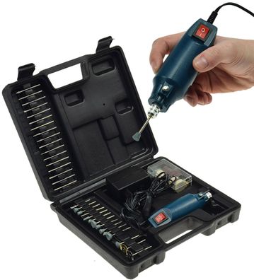 Mini-Bohrmaschine "Drill-Power V2" 12V=12.000UpM, 63-teilig, viel Zubehör