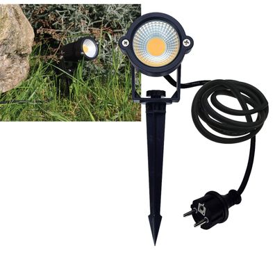 LED Gartenleuchte "CT-GS5" 5Watt, IP44230V, 1,5m Kabel+Erdspieß, warmweiß