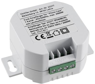 Funk-Empfänger für "Pilota Casa" 1-Kanalmax. 2000W, Ersetzt einen Schalter