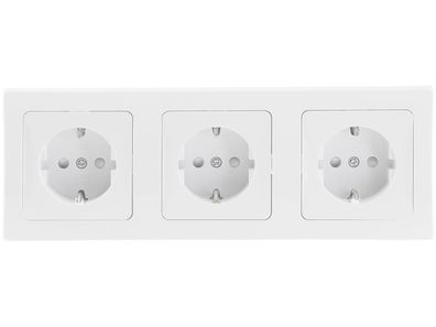 DELPHI Set 3 Steckdosen + 3-fach Rahmen 250V 16A, Steckanschluss, weiß