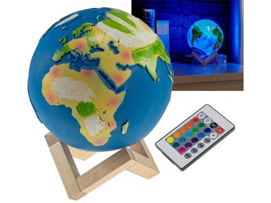 Dekoleuchte "3D Erde" 15cm Ø integr. Li-Akku, IR-Fernbedienung