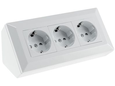 3-fach Steckdosenblock, weiß 250V / 16A, Aufbaumontage