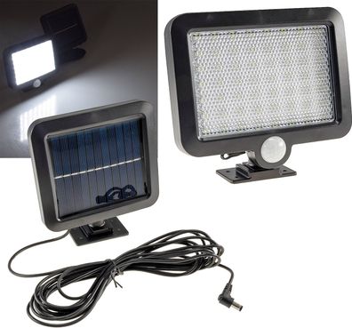 LED Solar Wandleuchte m. Bewegungsmelder 300lm, 6000K, Akku, externe Solarzelle