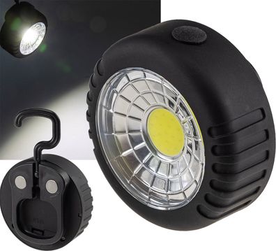 LED Arbeitsleuchte mit Magnet "COB 100" 3x AAA Batterie, Haken, 75x35mm, 6000k