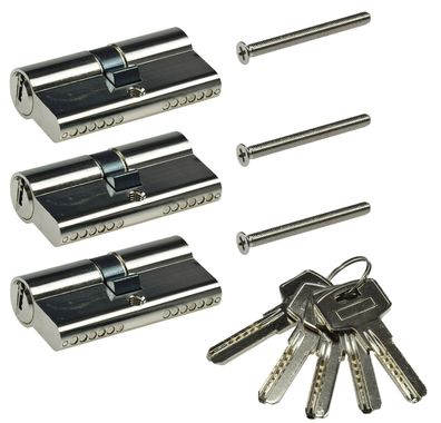 Schließzylinder-Set 3x 60mm (30 + 30mm) 5 Schlüssel, Not- & Gefahrenfunktion