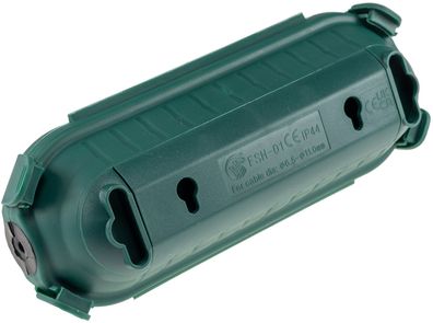 Kabelschutzbox für Aussen IP44 LxØ 21x8cm, mit Wandhalterung, Grün