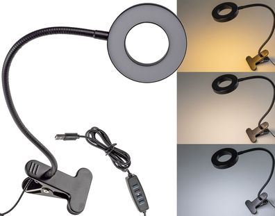 LED Klemmleuchte mit USB-Betrieb 40cm Schwanenhals, dimmbar, 55lm