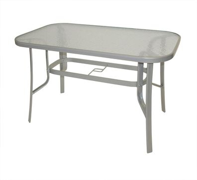 Tisch 120x70cm Stahl Glas Silber