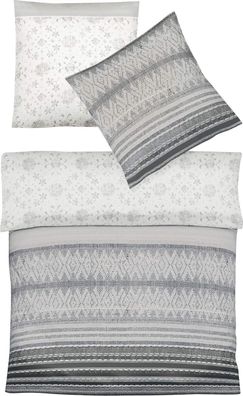 Fleuresse Aspen Biber Bettwäsche 135x200 Streifen beige silber grau 433820-07