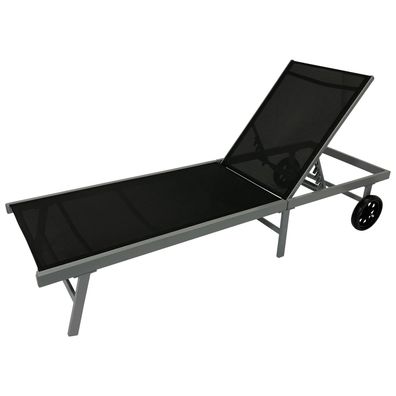 Gartenliege Aluminium und Textilgewebe Schwarz und Silber