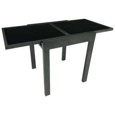 Ausziehtisch Aluminium und Glas Anthrazit und Schwarz