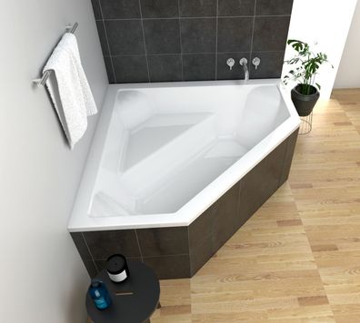 ECOLAM Badewanne Eckbadewanne 140x140 Irma Wannenträger befliesbar Styropor Eckwanne