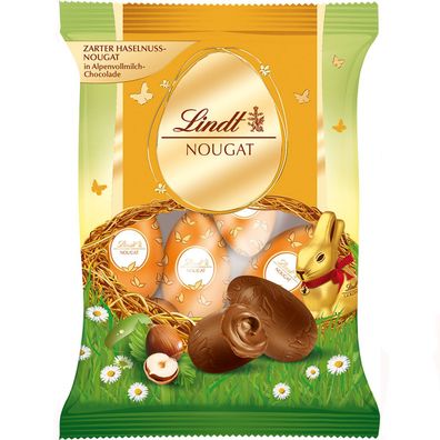 Lindt Nougat Eier Ostereier mit Vollmilchschokolade Nougat Creme 90g