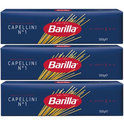 Barilla Nudeln Capellini Nummer 1 Hartweizengrieß 500g 3er Pack