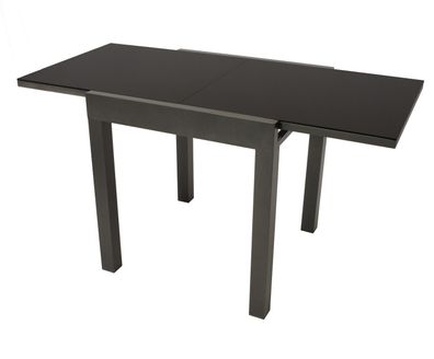 Balkon-Ausziehtisch 70-140x70 cm Aluminium Dunkelgrau Tischplatte Glas
